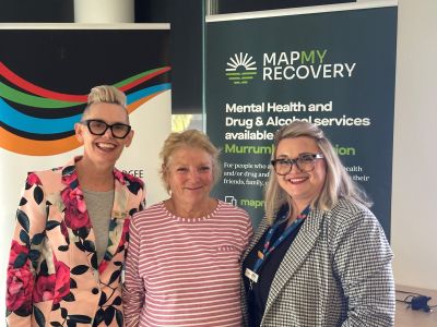 MPHN’s Anita McRae (Senior Manager Priority Populations), Robyn Manzie (Alliance Chair) and MPHN’s Maja Asmus (Mental Health, Alcohol and Other Drugs Manager)